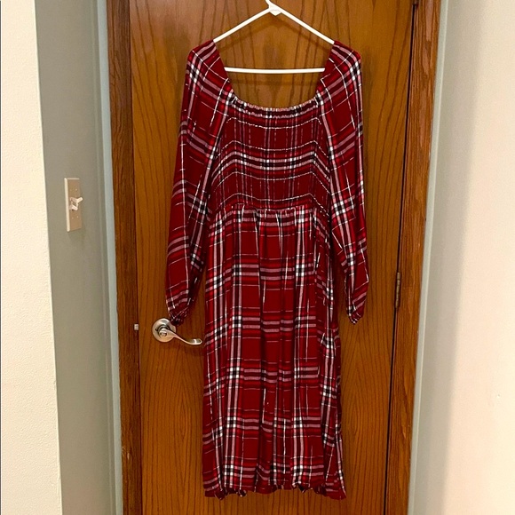 Lane Bryant UGC women’s Size 14/16 Red Plaid Long Sleeve Dress holiday Christmas - Picture 2 of 10